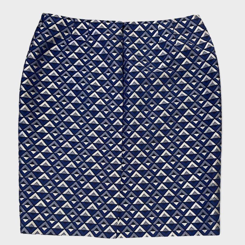Jones Studio Separates Blue & Silver Diamonds Patterned Pencil Skirt Size 16 - Picture 2 of 12